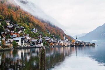 Fototapeta premium hallstatt village seen from the lake