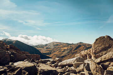 Mountain seen from the top during a beautiful autumn day