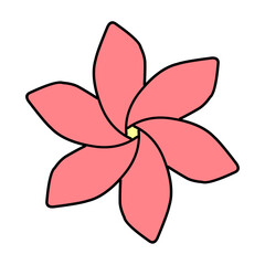 flower icon flat icon in silhouette isolated on white. Cute retro design in bright colors for stickers, labels, tags, gift wrapping paper.