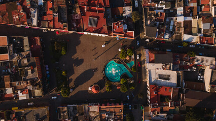 Obraz premium Details of the streets of the magical town of Metepec, Mexico from an aerial view