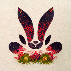 A Flower Patterned Bunny Illustration