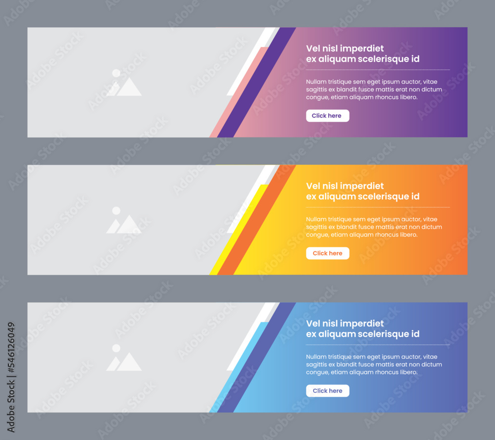 Poster set of web banner design template in vector illustration.