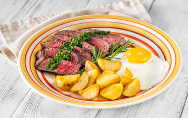 Sliced beef steak