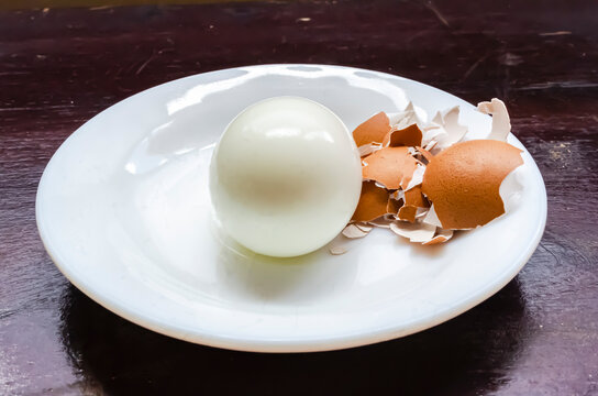 Stripped Egg and Shell in a Plate