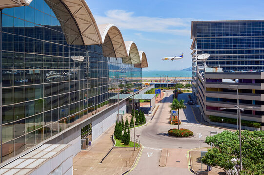HONG KONG - JUNE 04, 2015: Hong Kong International Airport building. Hong Kong International Airport is the main airport in Hong Kong. It is located on the island of Chek Lap Kok