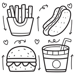 Food doodle cartoon illustration design