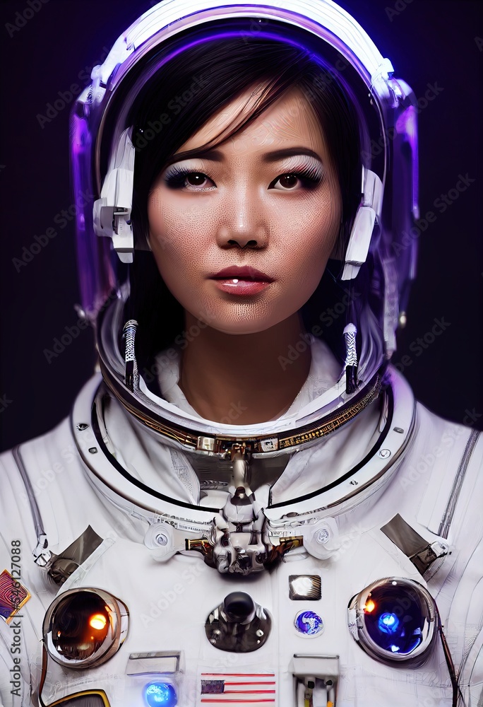 Wall mural a fictional person, not based on a real person. portrait of an fictional astronaut in a spacesuit. h