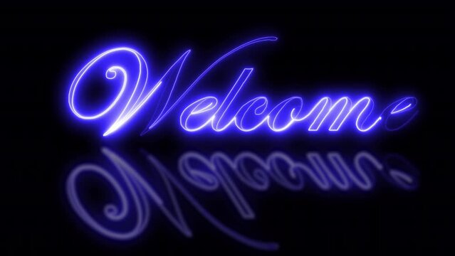 welcome text animation with neon effect