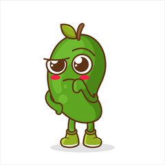 cute mango character with confused expression. mango fruit character mascot with confused gesture isolated cartoon in flat style