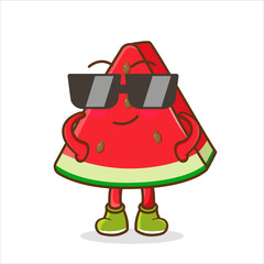 watermelon mascot character wearing black glasses