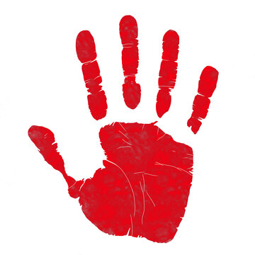 red hand print on white