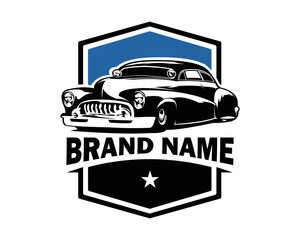 old classic retro car logo isolated on side view best white background for old car industry. available in eps 10.