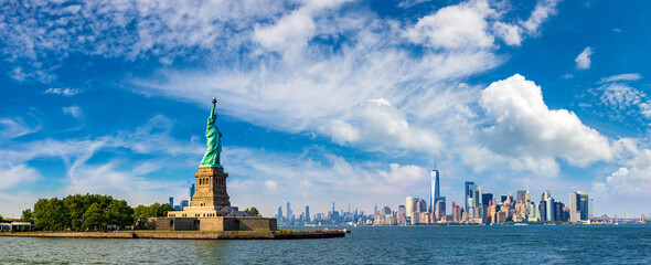 Statue of Liberty against Manhattan