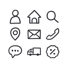 Contact icon set for business communication symbol