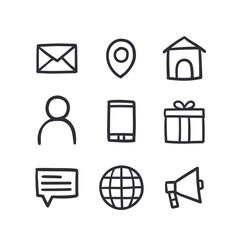 Contact icon set for business communication symbol