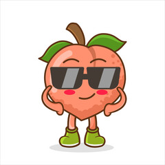 Obraz premium illustration of Peach Fruit cartoon mascot character wearing black glasses
