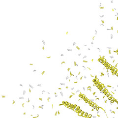 CELEBRATE Happy anniversary on ribbon Golden 3D transparent background
