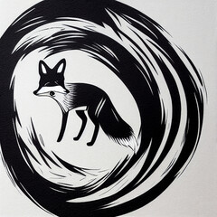graffiti design of a fox, white background