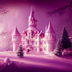 Obraz premium elegant pale pink and white shabby chic rose princess castle