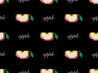 Apples cartoon character seamless pattern on black background