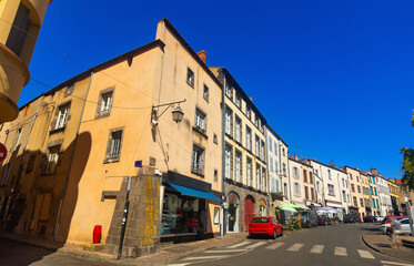 Fototapeta na wymiar Street of Riom, Puy-de-Dome department, Auvergne, central France.