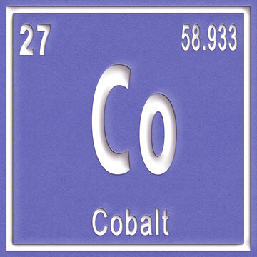Cobalt chemical element, Sign with atomic number and atomic weight