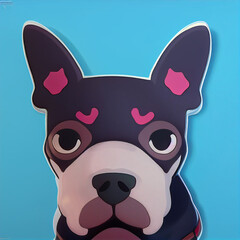 BostonTerrierpunk cool illustrated sticker design