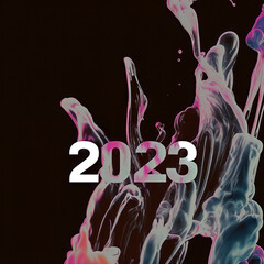 Naklejka na ściany i meble 2023 Wordart | New Year Concept | Created Using Midjourney and Photoshop