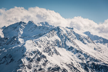 Fototapeta premium Winter mountain landscape of Austrian Alps, Sölden Alpine resort