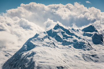 Winter mountain landscape of Austrian Alps, Sölden Alpine resort