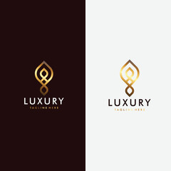A simple line art nature premium gold logo design identity template elements