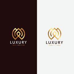 A simple line art nature premium gold logo design identity template elements
