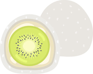 キウイのフルーツ大福のイラスト