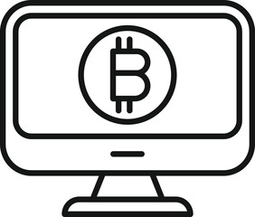 Digital monitor icon outline vector. Money bitcoin. Marketing investment