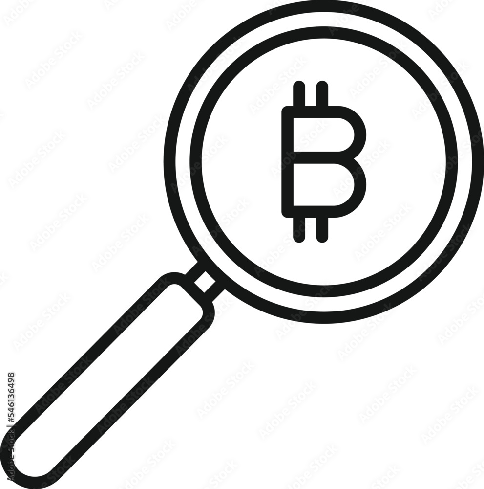 Canvas Prints Bitcoin magnifier icon outline vector. Crypto money. Marketing education