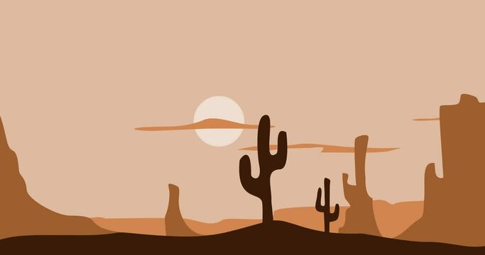 animated natural background rocky cactus hills
