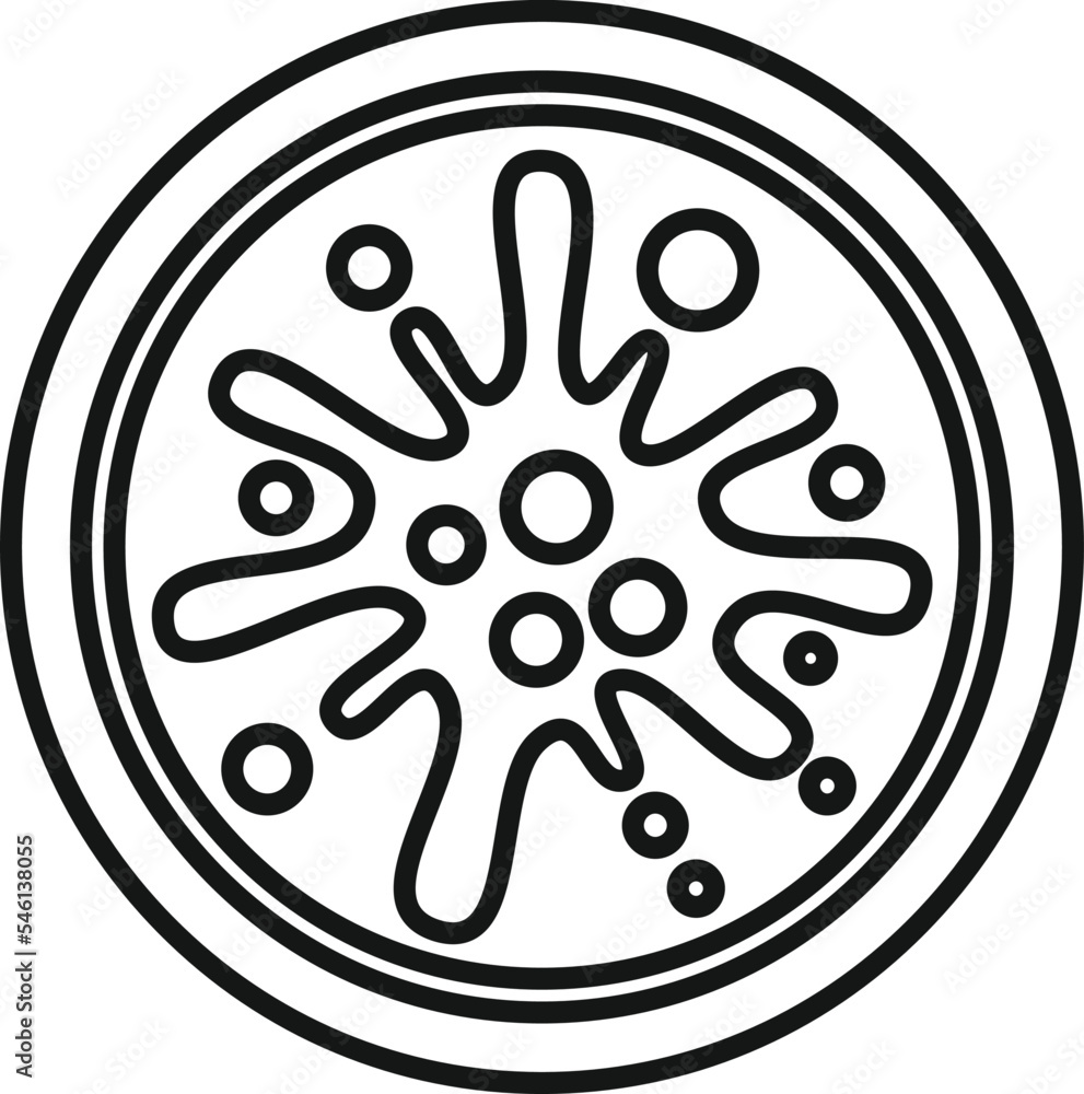 Sticker Biology petri dish icon outline vector. Health cell. Science experiment