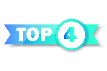 Top 4 rating banner. Circle and ribbon. Sale label. Business concept. Logo template. Vector illustration. stock image.