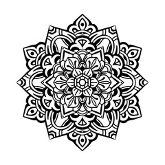 Circular pattern in form of mandala for Henna, Mehndi, tattoo, decoration. Decorative ornament in ethnic oriental style.