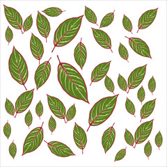 unique leaf background vector design in dark green on white background