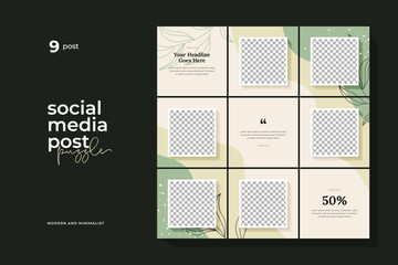Vector social media post puzzle template, pastel background with abstract elements suitable for promotion of business, fashion, etc