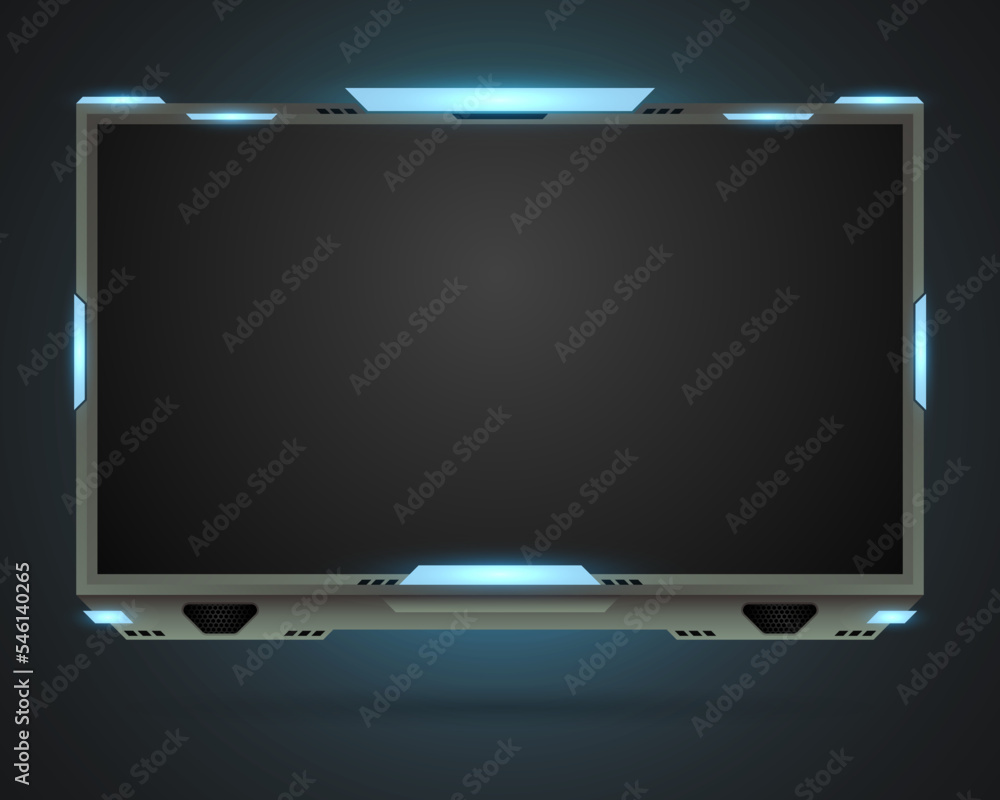 Poster live stream overlay video interface border frame panel with light effect