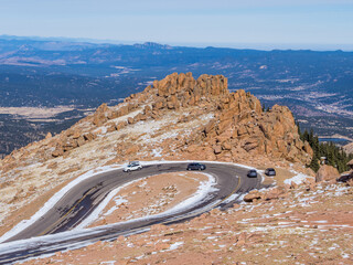Famous road to the summit of Pikes Peak - one of the highest roads in North America