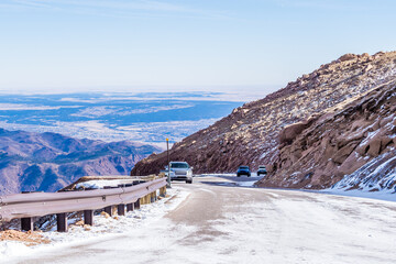 Famous road to the summit of Pikes Peak - one of the highest roads in North America