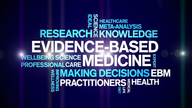 Evidence-Based Medicine animated tag word cloud;text design animation kinetic typography seamless loop.