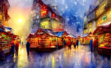 It's a beautiful, cold evening and the Christmas market is in full swing. The air is filled with the smell of gingerbread and hot chocolate, and the sound of laughter and carols can be heard from all 