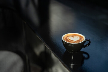 hot coffee latte art heart shape 