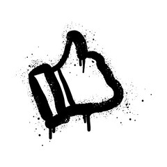 Spray painted graffiti Hand like sign in  black over white. Hand Like drip symbol.  isolated on white background. vector illustration