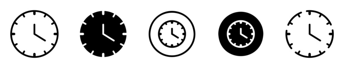 Conjunto de iconos de reloj. Concepto de tiempo. Relojes de diferentes estilos. Ilustración vectorial