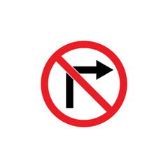 Road sign no left right icon vector logo template
